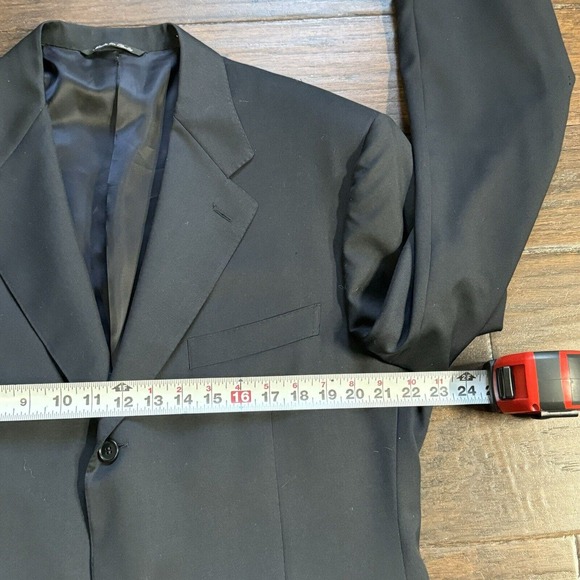 CANALI Mens 3 Button Suit Jacket Lana Wool Blazer Coat Black Mens 44 L FLAWS - Picture 3 of 13